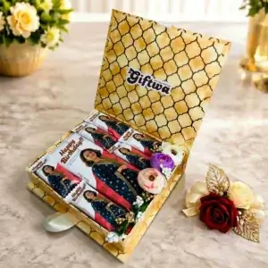 Personalized KitKat chocolate gift hamper with custom photo wrapper – unique birthday gift for women, wife and girlfriend